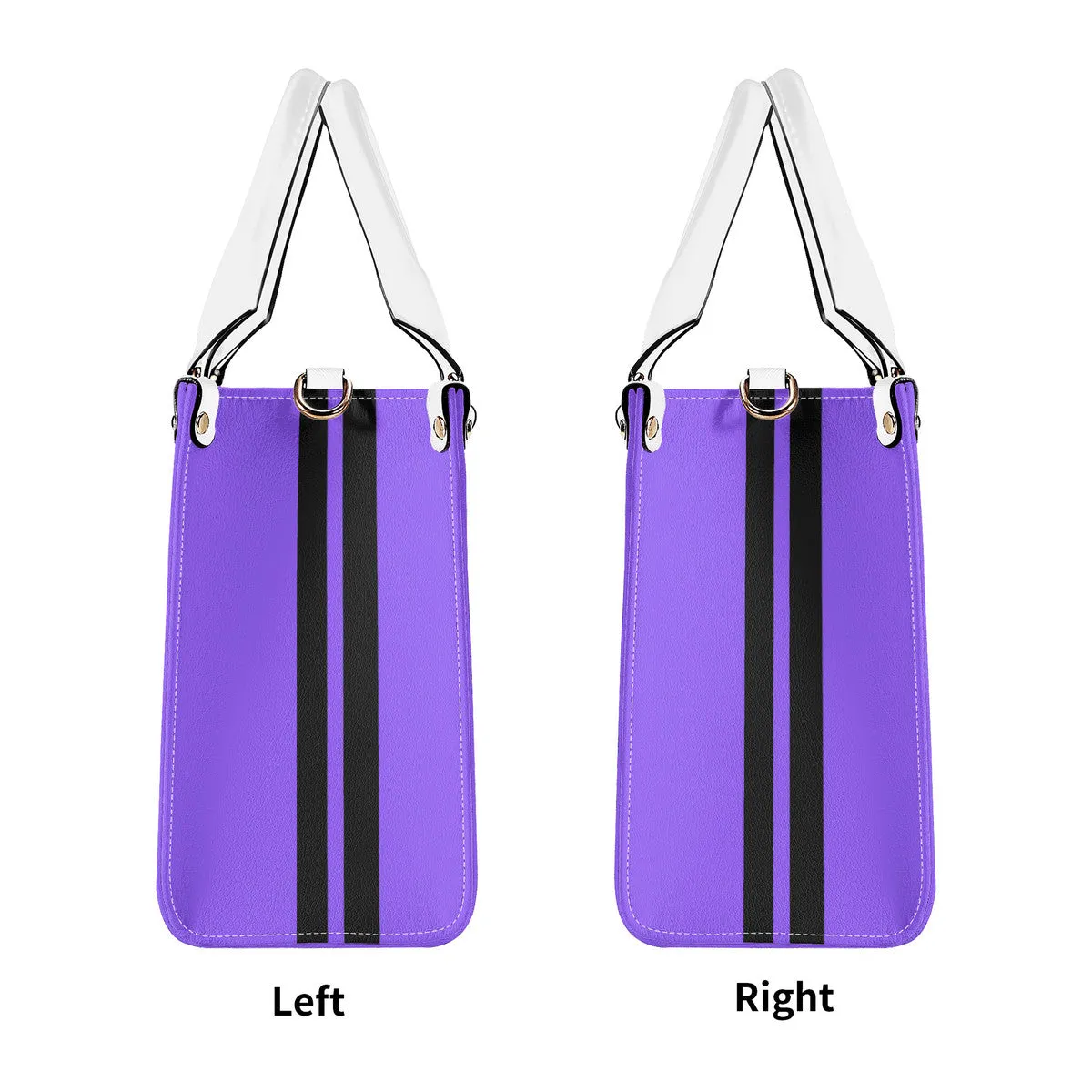 Royalty 24 Black Logo ,Stripes & Purple Multiple Sizes Upgraded Luxury Women PU Leather Handbag