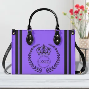 Royalty 24 Black Logo ,Stripes & Purple Multiple Sizes Upgraded Luxury Women PU Leather Handbag