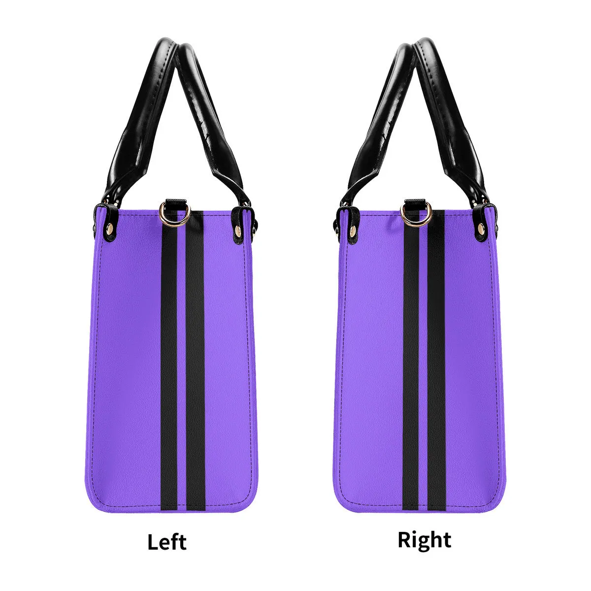 Royalty 24 Black Logo ,Stripes & Purple Multiple Sizes Upgraded Luxury Women PU Leather Handbag