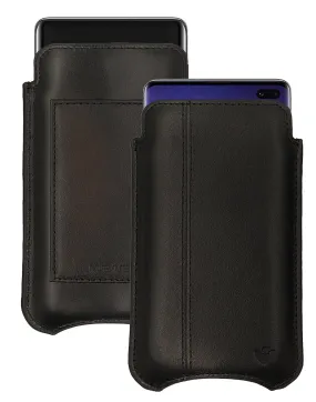 Samsung Galaxy S10  Pirate Black Leather Wallet Screen Cleaning Case | NueVue