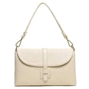 Simple Embossing and Solid Color Design Shoulder Bag For Women - Off-white