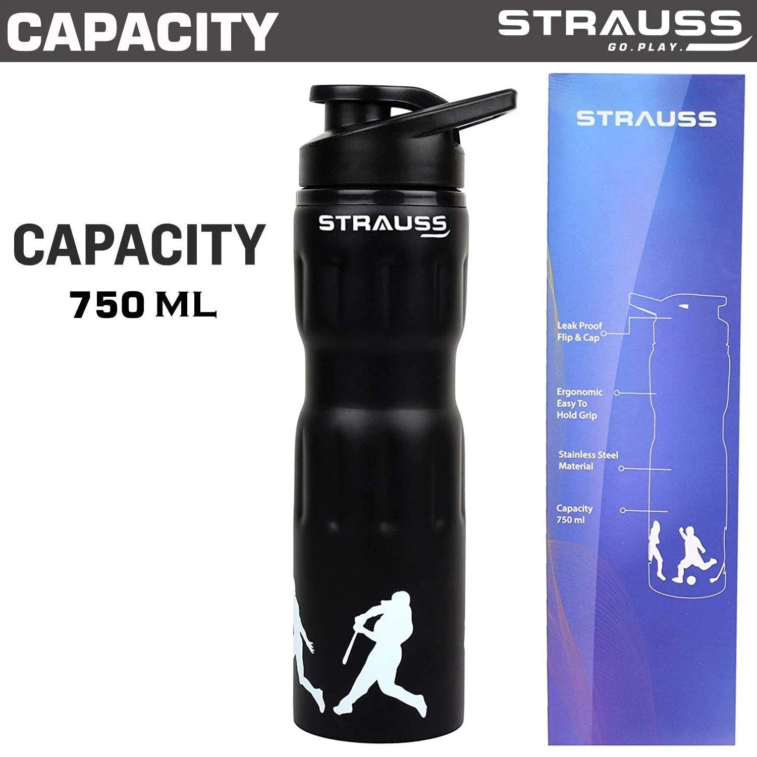 STRAUSS Stainless Steel Water Bottle | Gym Shaker Bottle | Sipper Bottle | Gym Bottle