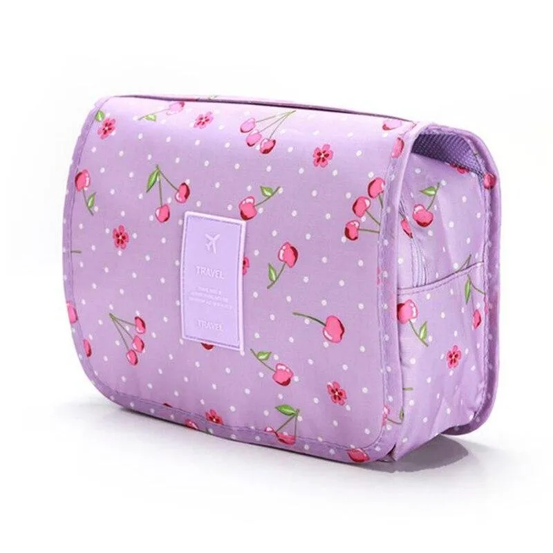 Stylish High Capacity Hanging Women's Nylon Toiletry Bag For Cosmetics