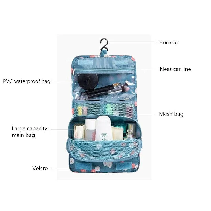 Stylish High Capacity Hanging Women's Nylon Toiletry Bag For Cosmetics