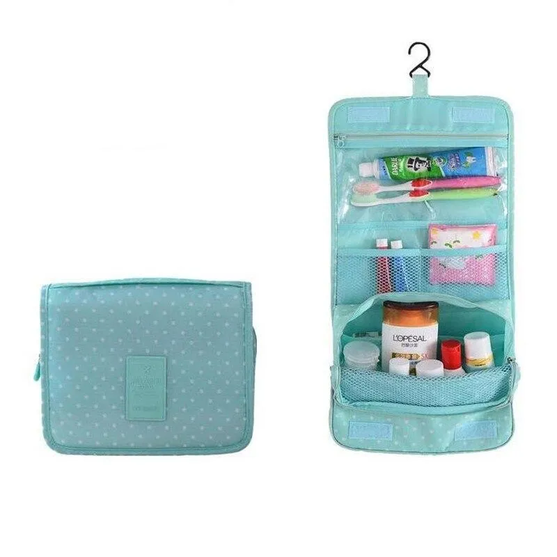 Stylish High Capacity Hanging Women's Nylon Toiletry Bag For Cosmetics