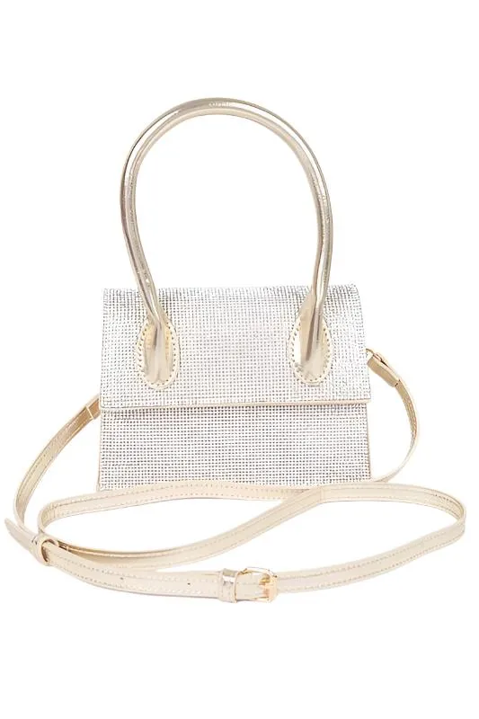 TEEK - Single Handle Rhinestone Metallic Crossbody Bag