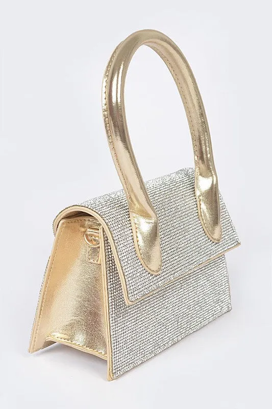 TEEK - Single Handle Rhinestone Metallic Crossbody Bag