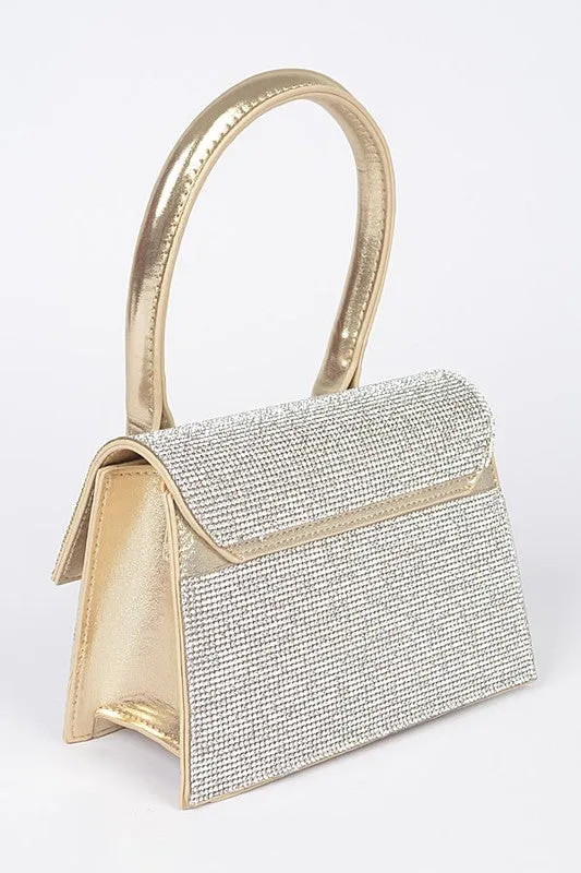 TEEK - Single Handle Rhinestone Metallic Crossbody Bag