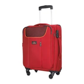 THE CLOWNFISH Abraham Luggage Polyester Soft Case Expandable Capacity Suitcase Four Wheel Trolley Bag - Red (57 cm, 22 inch)