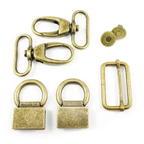 The Double Flip Shoulder Bag Hardware Kit - Antique Brass