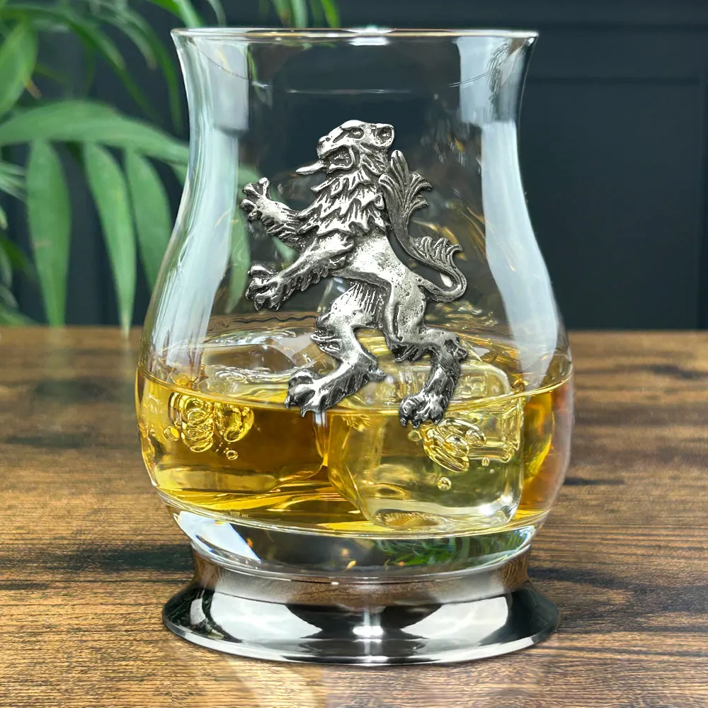 The Glencairn Whisky Mixer Glass with Pewter Base and Rampant Lion 350ml