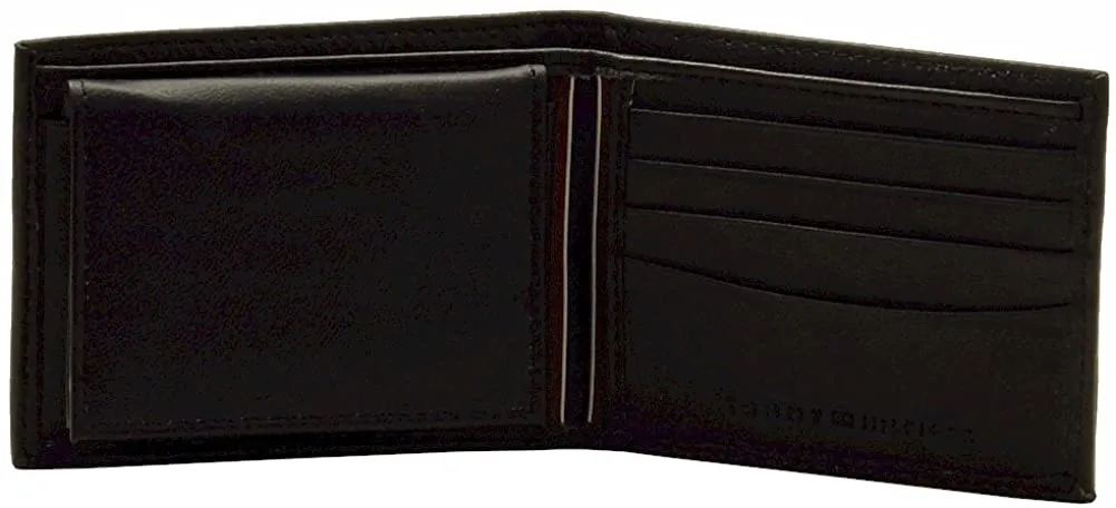 Tommy Hilfiger Men's Leather Bifold Trifold Wallet Hybrid Flip Pocket Extra Capacity Casual Slim Thin for Travel