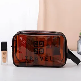 Transparent PVC Portable Travel Cosmetic Bag 5445-Cofee