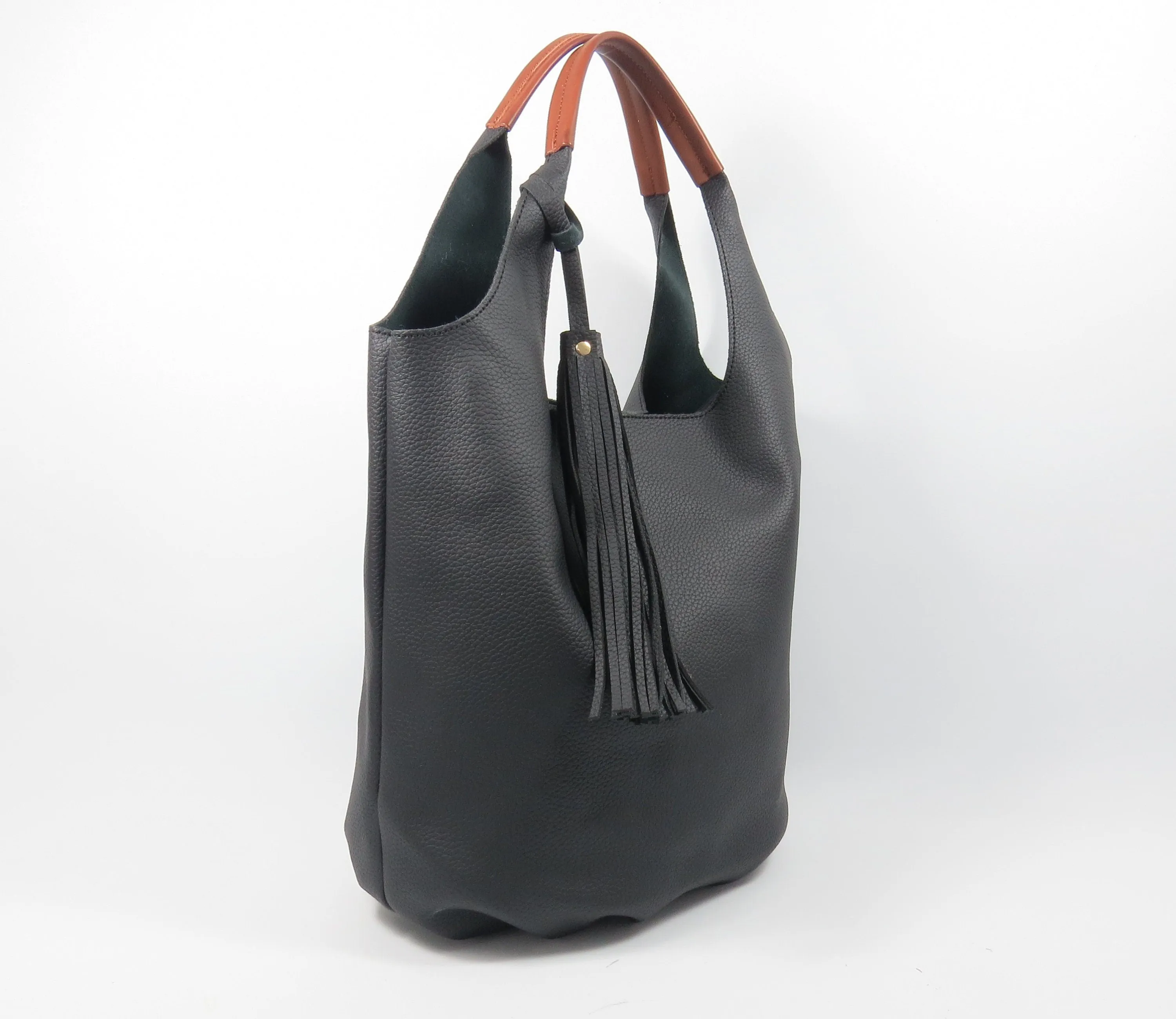 Vegan Leather Shopper Bag Large Leather Hobo Bag