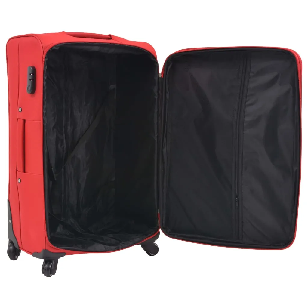 vidaXL 3 Piece Soft Case Trolley Set Red