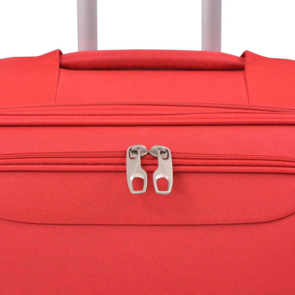 vidaXL 3 Piece Soft Case Trolley Set Red