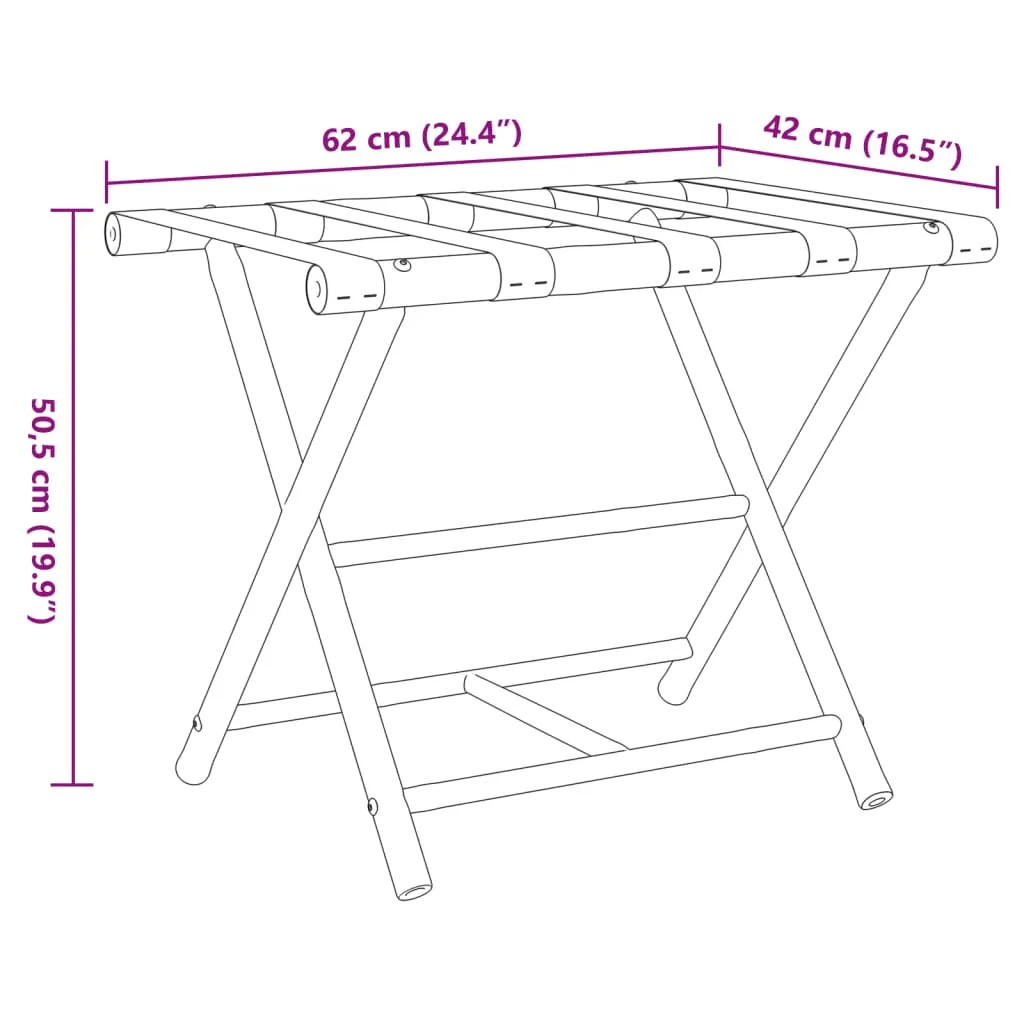 vidaXL Folding Luggage Rack 62x42x50.5 cm Bamboo