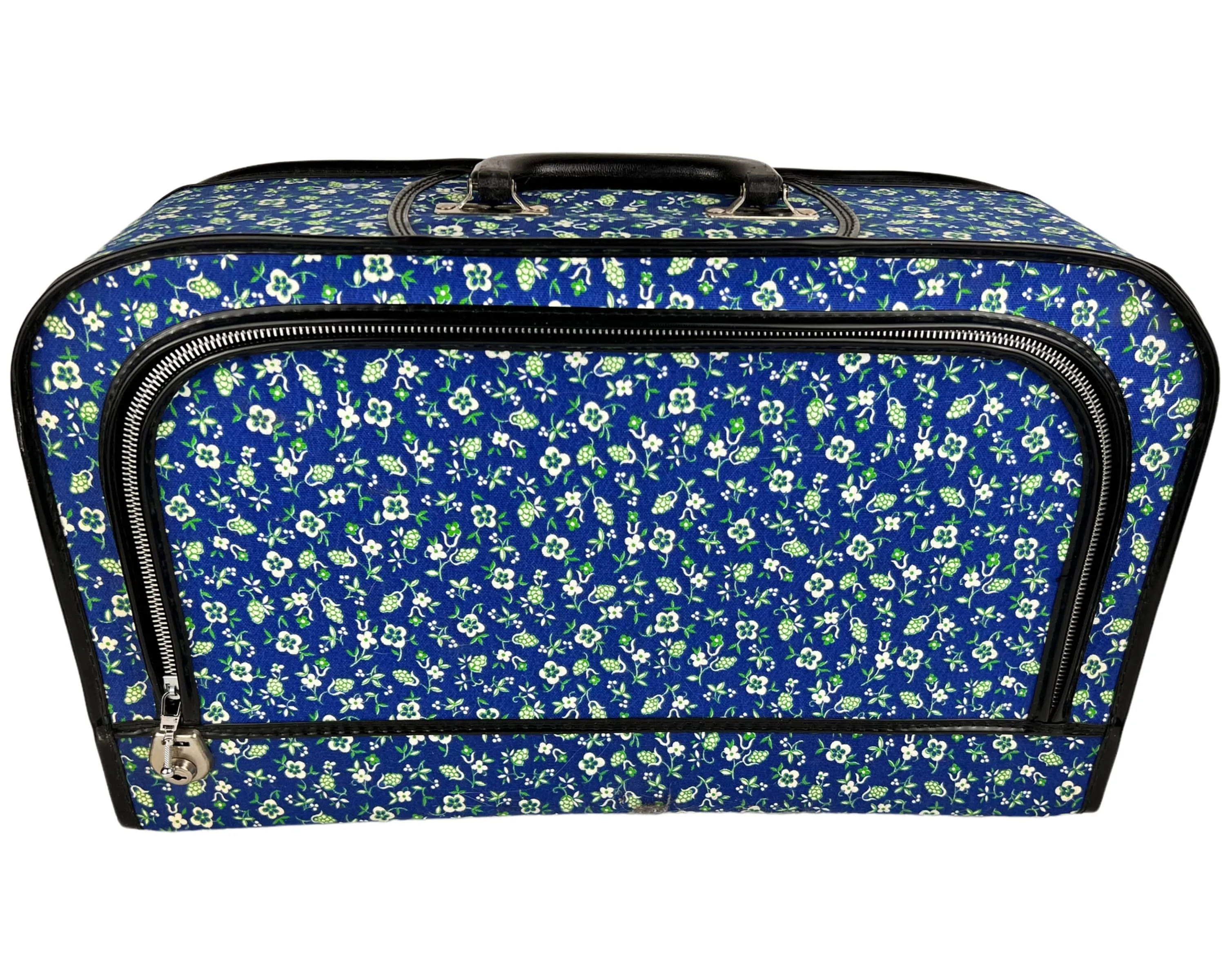 Vintage 1960s Suitcase Floral Printed Carry On Travel Bag Luggage