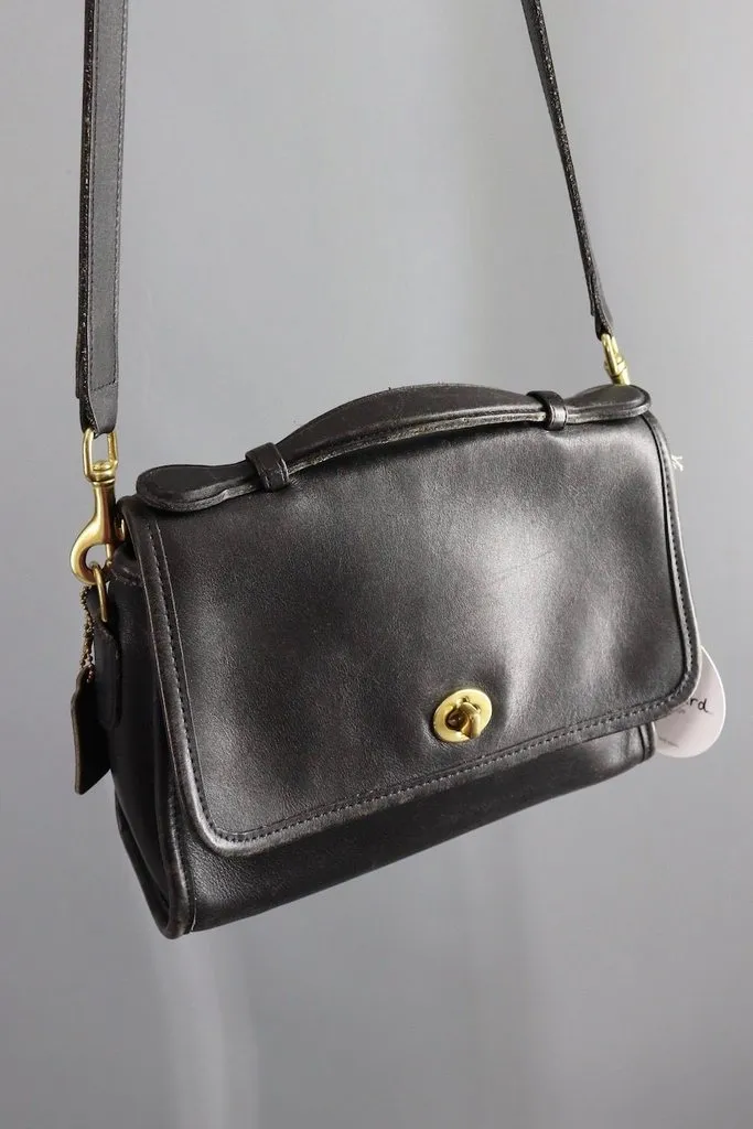 Vintage Black Coach Court Bag