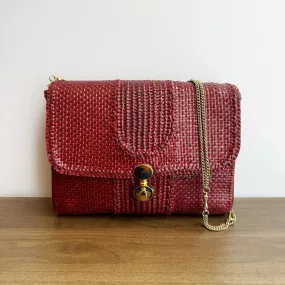 Vintage Burgundy Woven Chain Bag