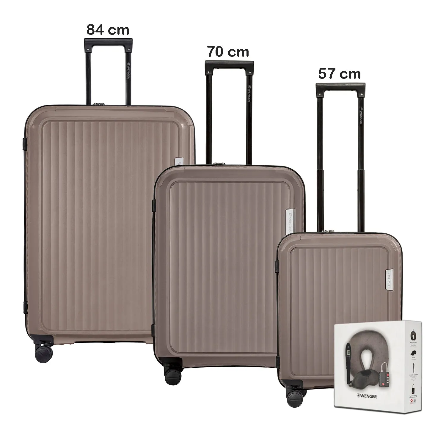 Wenger Optimo Set of 3 Trolley 54 68 81cm   Free Travel Acessories