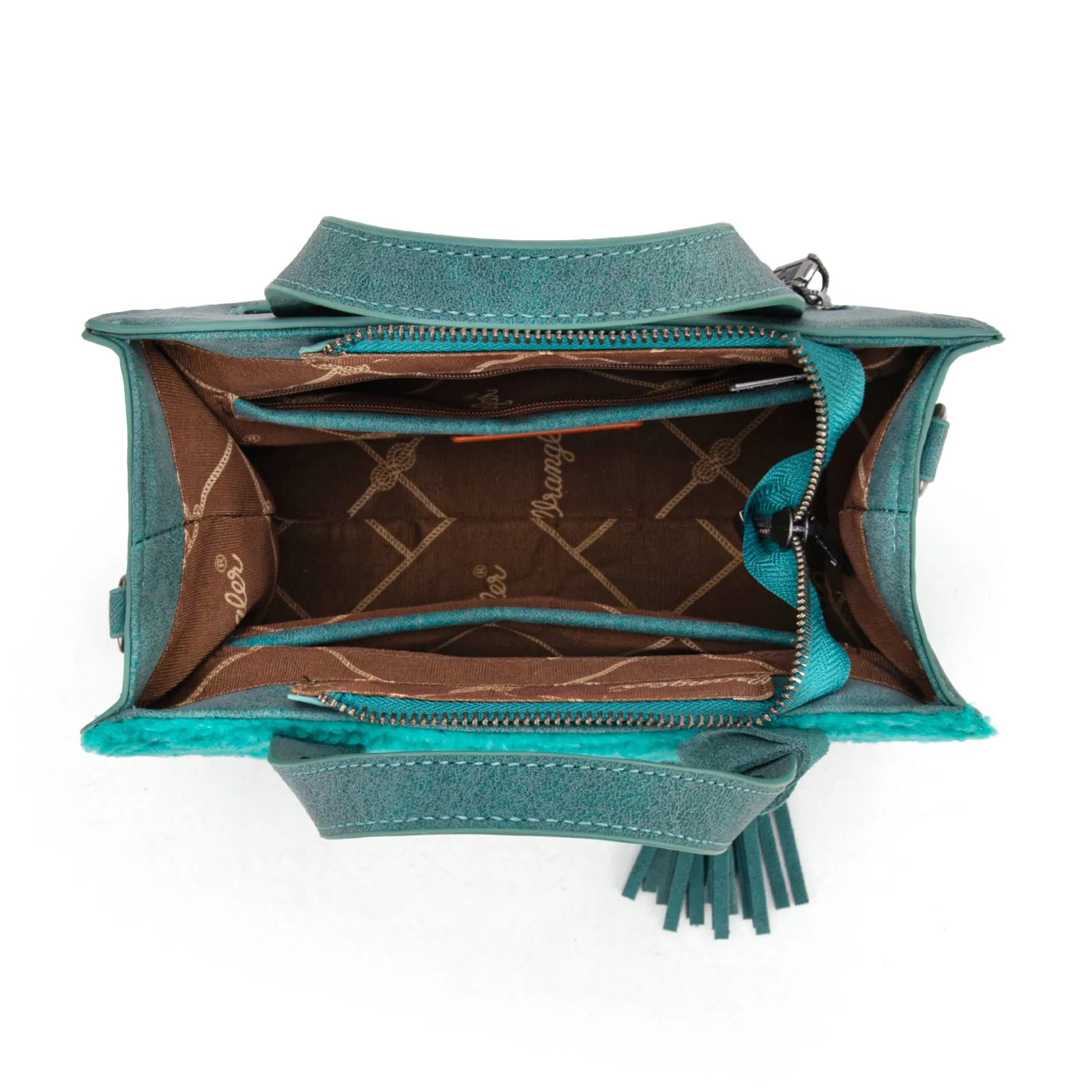 WG160-6011  Wrangler Sherpa Tote Crossbody - Turquoise