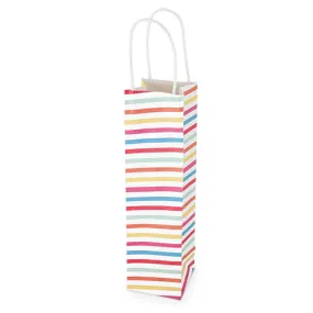 White Kraft Confetti Stripe 750ml Bottle Bag By Cakewalk